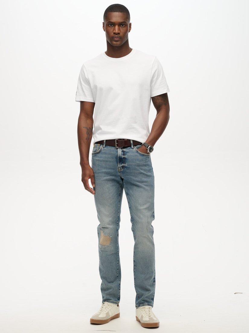 Product image 1 of 6, which shows Superdry Slim Fit Selvedge Denim Jeans, Clapham Blue Selvedge, W30/L30