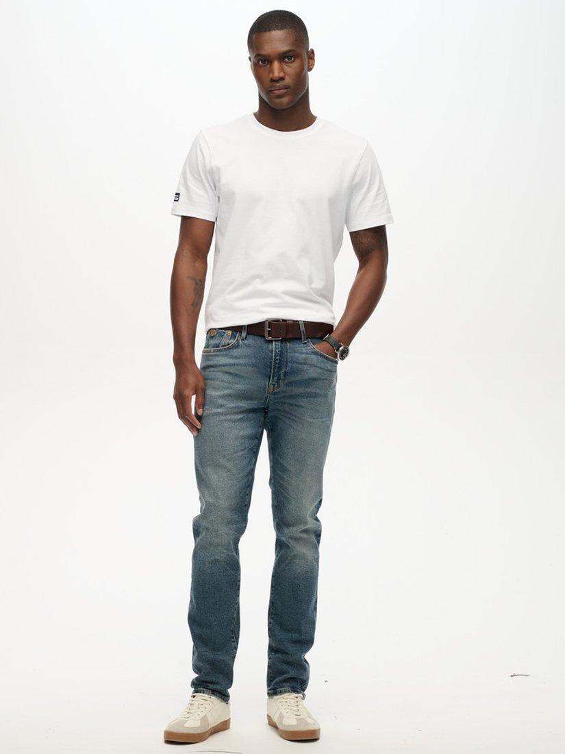 Product image 1 of 6, which shows Superdry Slim Fit Selvedge Denim Jeans, Worn Ink Selvedge, W30/L30