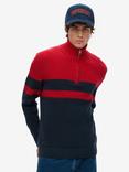 Superdry Cotton Classic Stripe Half-zip Jumper, Navy/Red