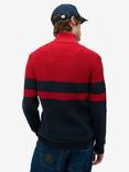 Superdry Cotton Classic Stripe Half-zip Jumper, Navy/Red