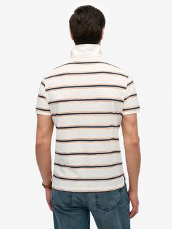 Superdry Cotton Regular Fit Short Sleeve Polo Shirt, Brilliant White/Multi - view 2, Brilliant White/Multi