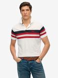 Superdry Cotton Regular Fit Short Sleeve Striped Polo Shirt, Brilliant White