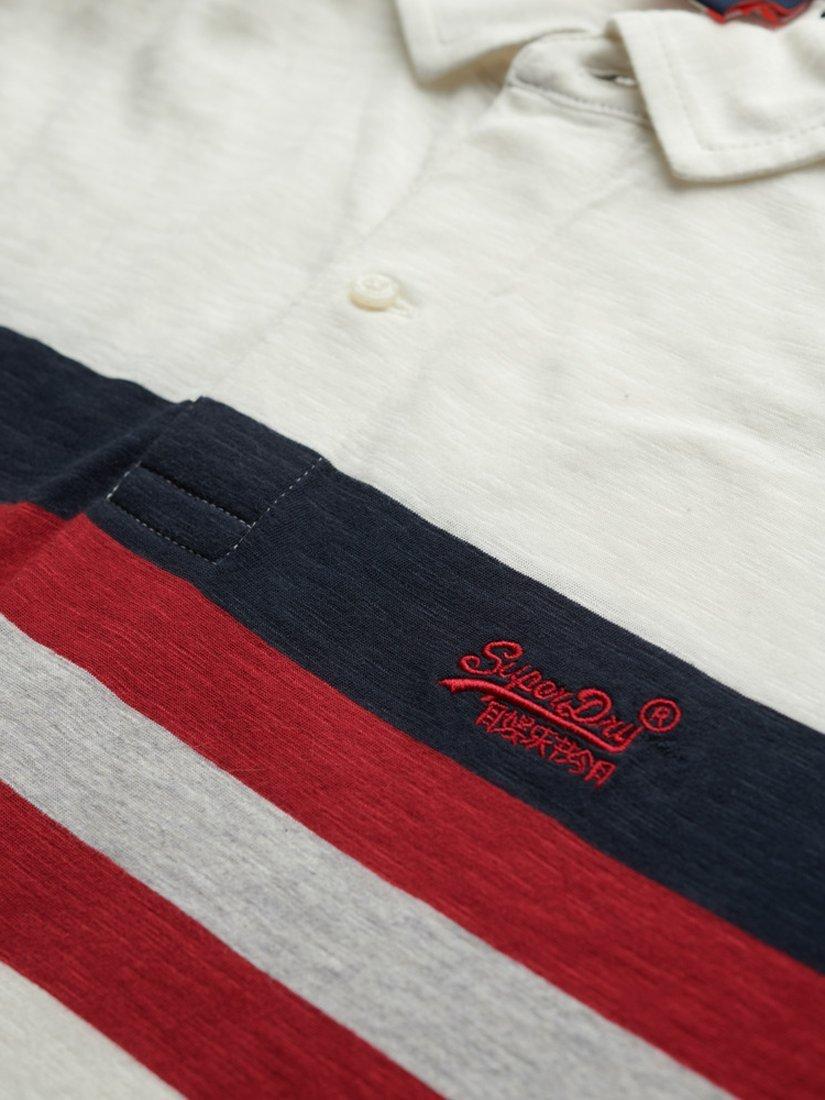 Product image 5 of 5, which shows Superdry Cotton Regular Fit Short Sleeve Striped Polo Shirt, Brilliant White, S
