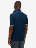 Superdry Cotton Regular Fit Knitted Texture Short Sleeve Polo Shirt, Faded Navy
