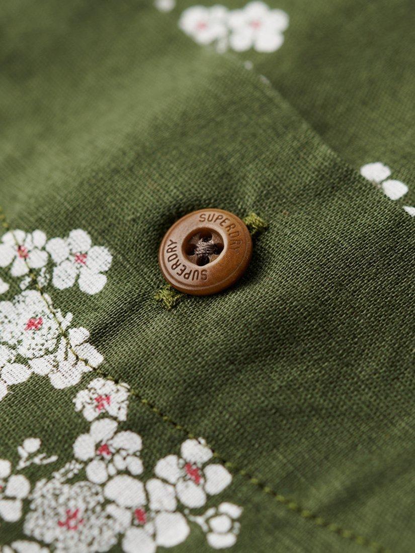 Product image 6 of 6, which shows Superdry Linen Blend Regular Fit Floral Beach Shirt, Olive Blossom, S