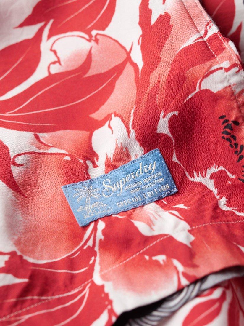 Product image 4 of 6, which shows Superdry Cotton Blend Regular Fit Floral Hawaiian Resort Shirt, Karashishi Red, S