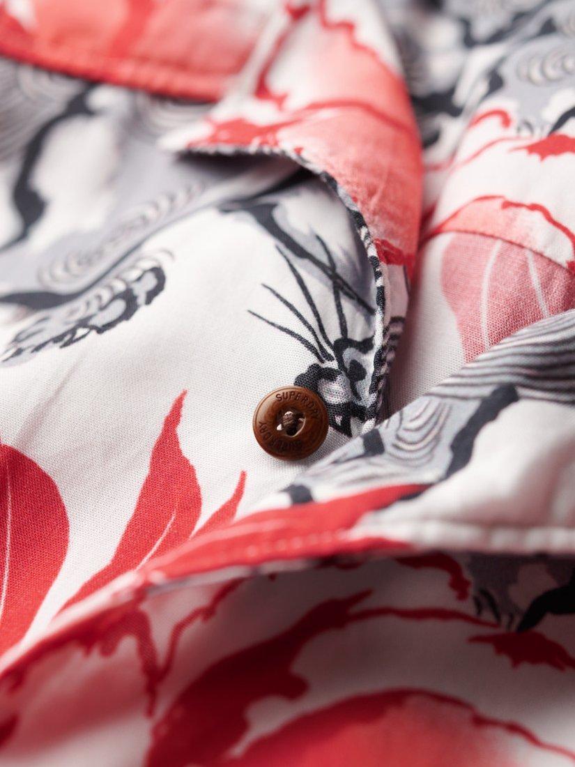 Product image 6 of 6, which shows Superdry Cotton Blend Regular Fit Floral Hawaiian Resort Shirt, Karashishi Red, S