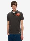 Superdry Cotton Regular Fit Short Sleeve Vintage Athletic Polo Shirt, Washed Black
