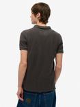 Superdry Cotton Regular Fit Short Sleeve Vintage Athletic Polo Shirt, Washed Black
