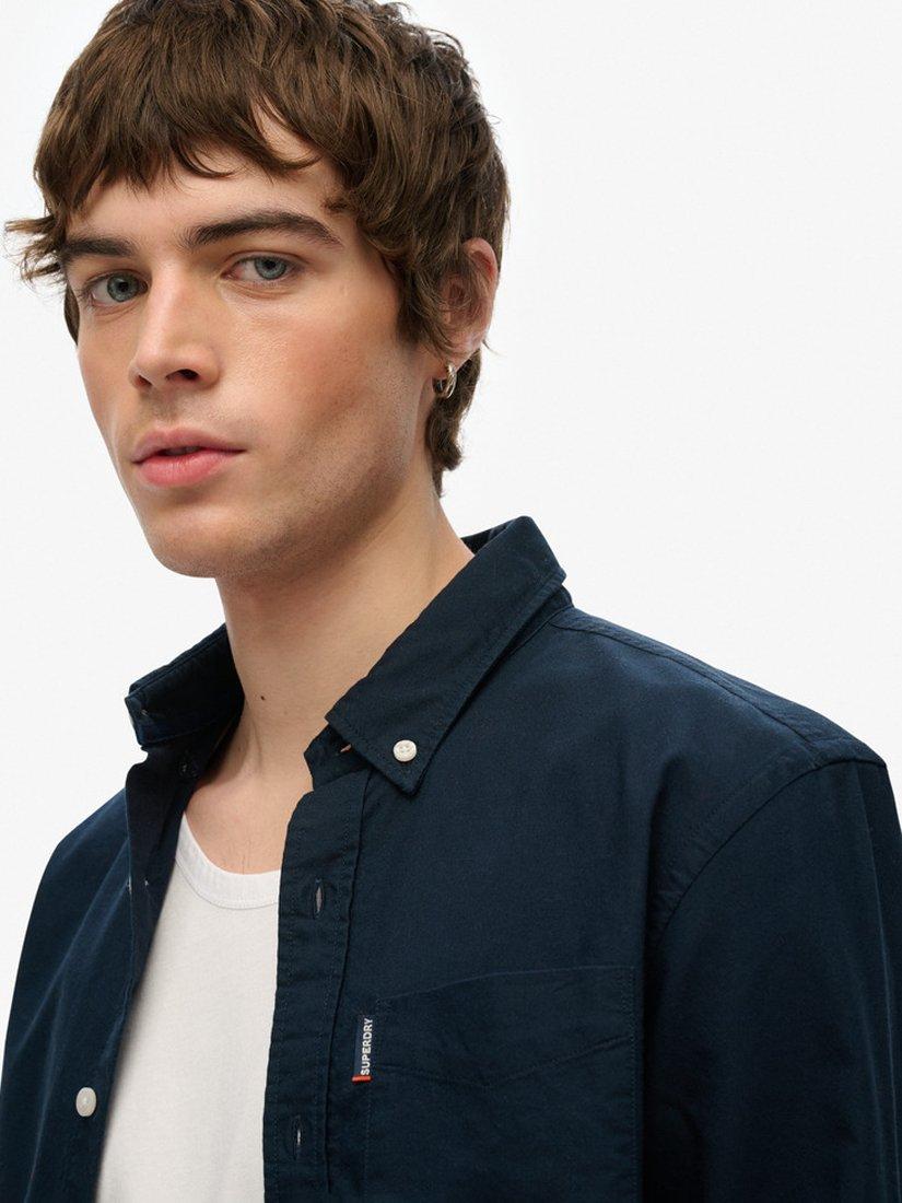 Product image 4 of 4, which shows Superdry Essentials Cotton Regular Fit Oxford Shirt, Eclipse Navy, S
