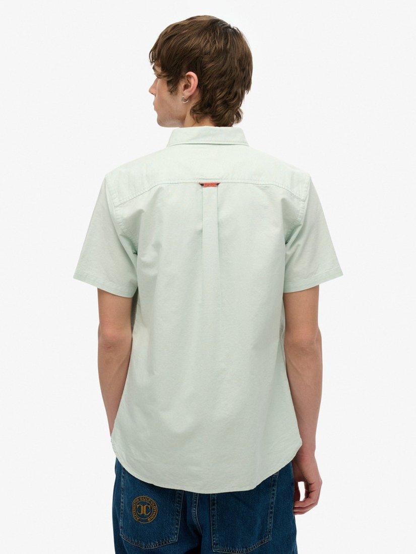 Product image 2 of 4, which shows Superdry Cotton Regular Fit Short Sleeve Oxford Shirt, Light Green, S
