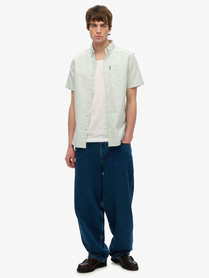 Product image 3 of 4, which shows Superdry Cotton Regular Fit Short Sleeve Oxford Shirt, Light Green, S