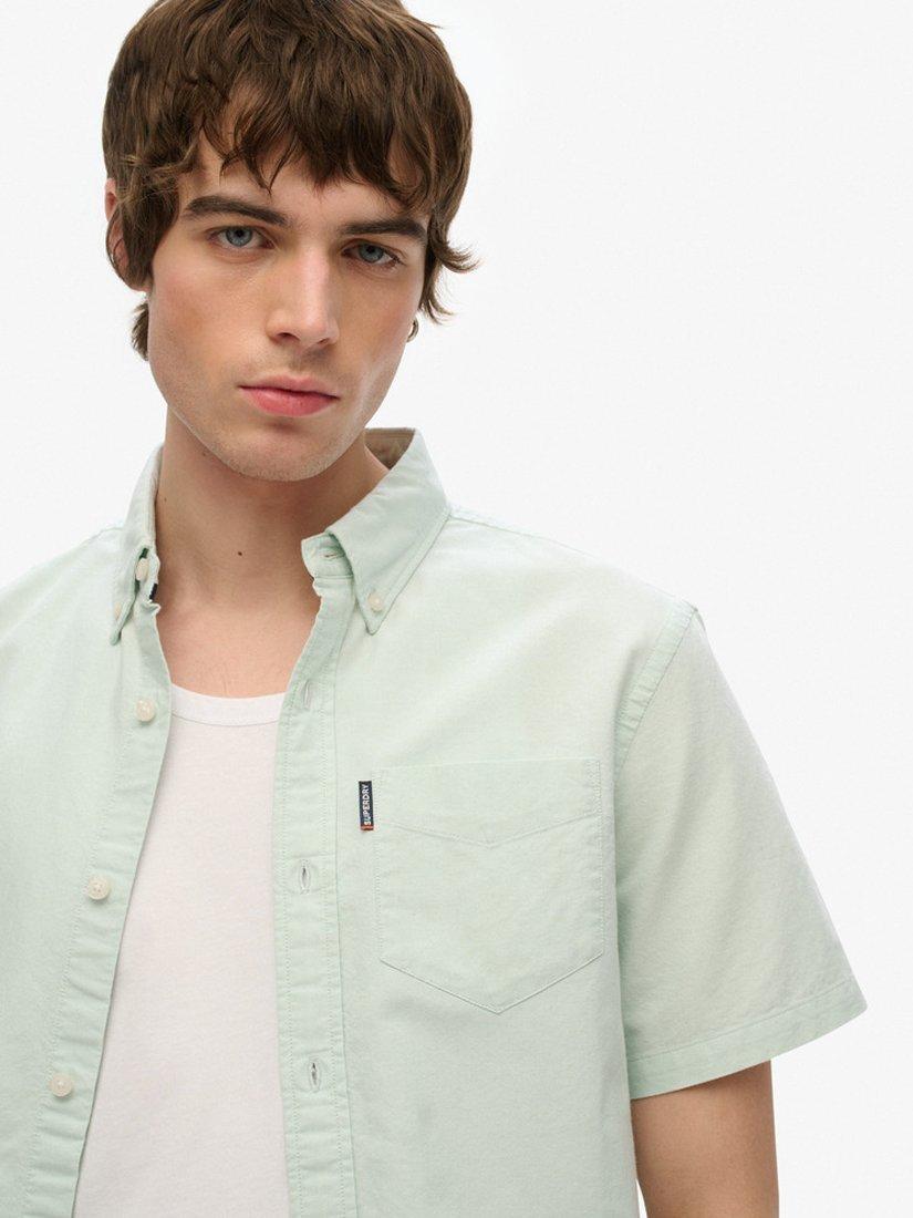 Product image 4 of 4, which shows Superdry Cotton Regular Fit Short Sleeve Oxford Shirt, Light Green, S