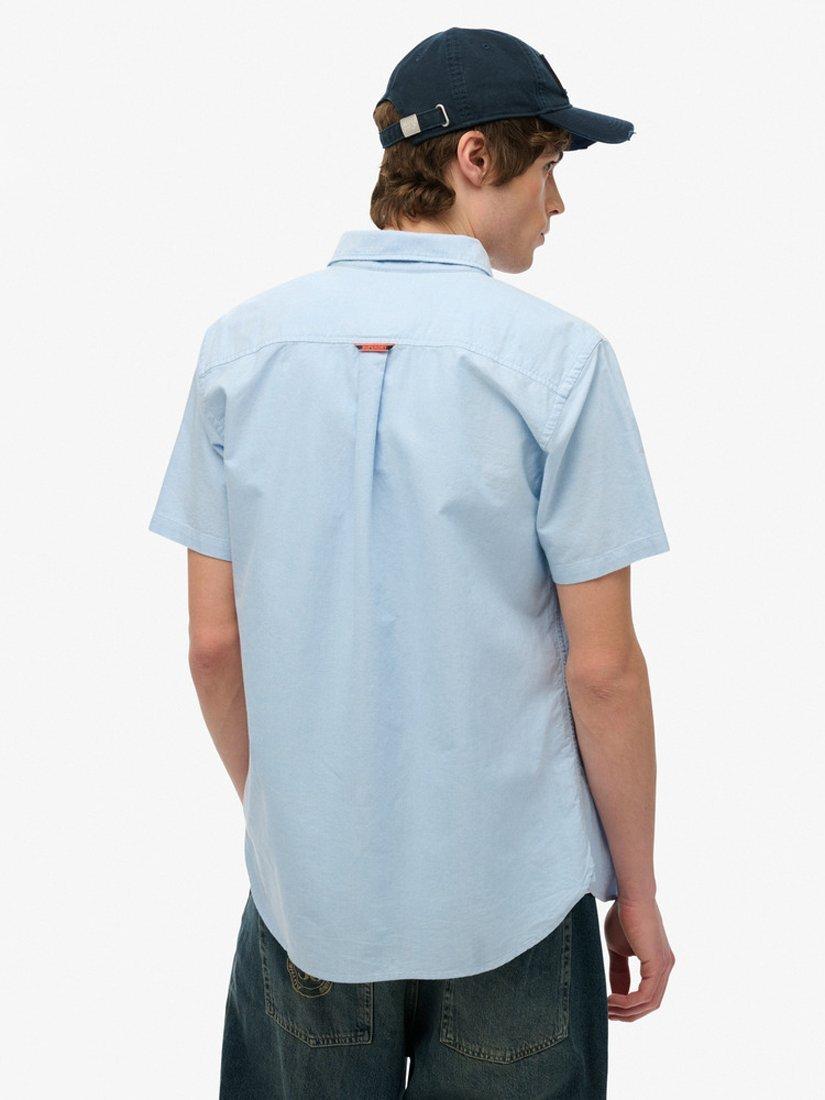 Product image 2 of 4, which shows Superdry Cotton Regular Fit Short Sleeve Oxford Shirt, Classic Blue, S