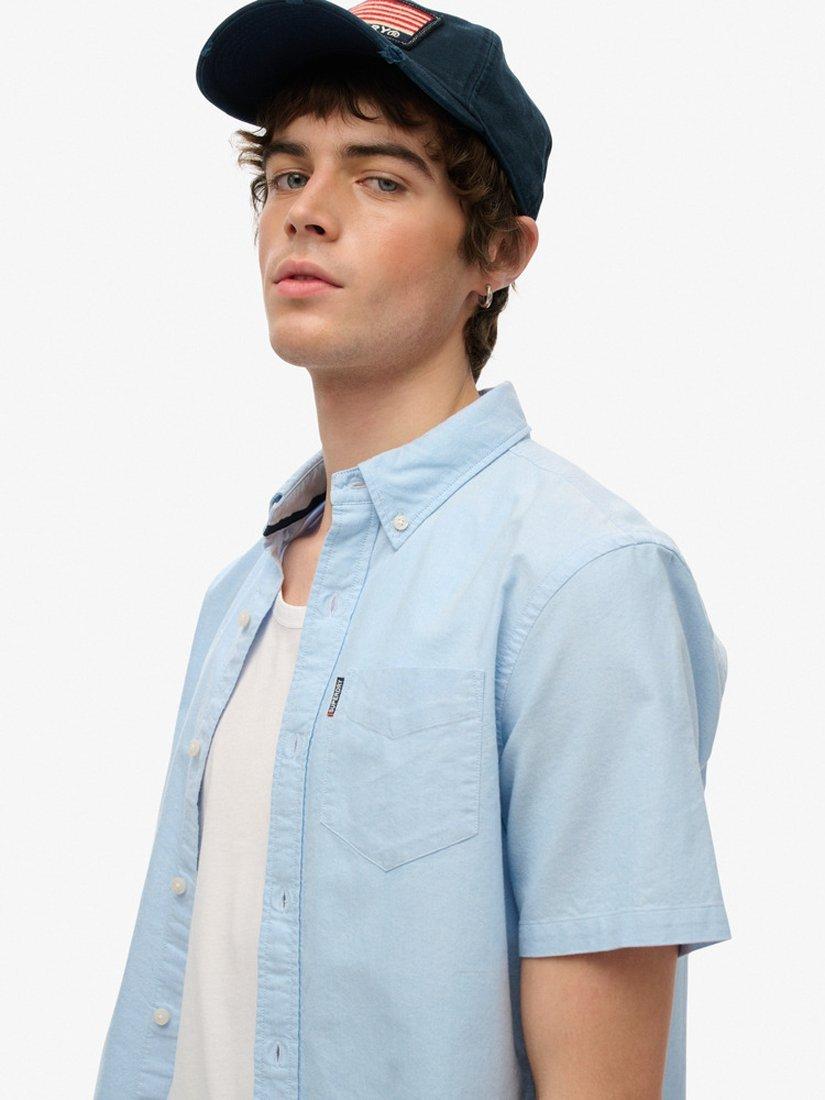 Product image 4 of 4, which shows Superdry Cotton Regular Fit Short Sleeve Oxford Shirt, Classic Blue, S
