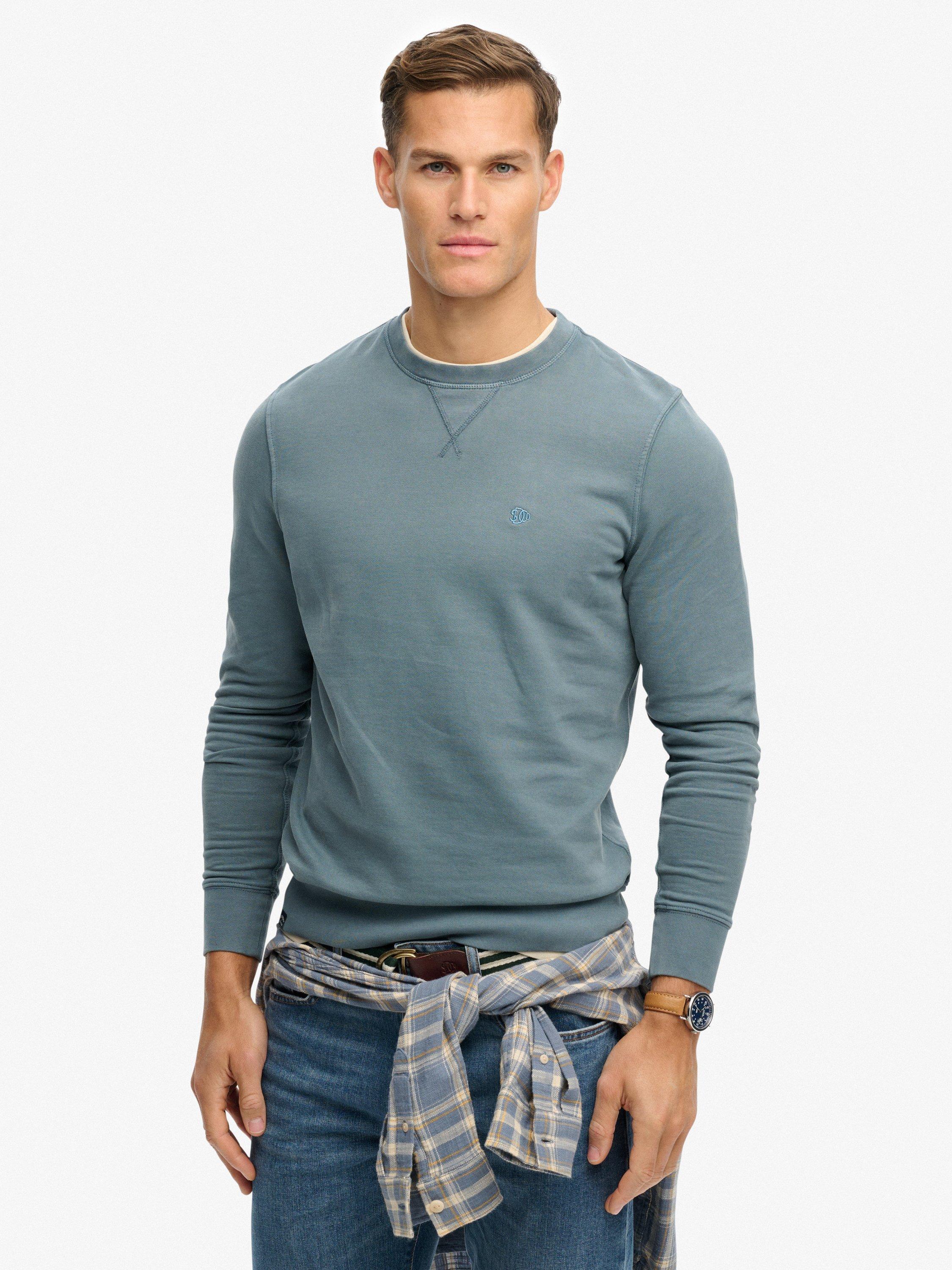 Product image 1 of 5, which shows Superdry Classic Essential Cotton Sweatshirt, Stormy Weather Blue, S