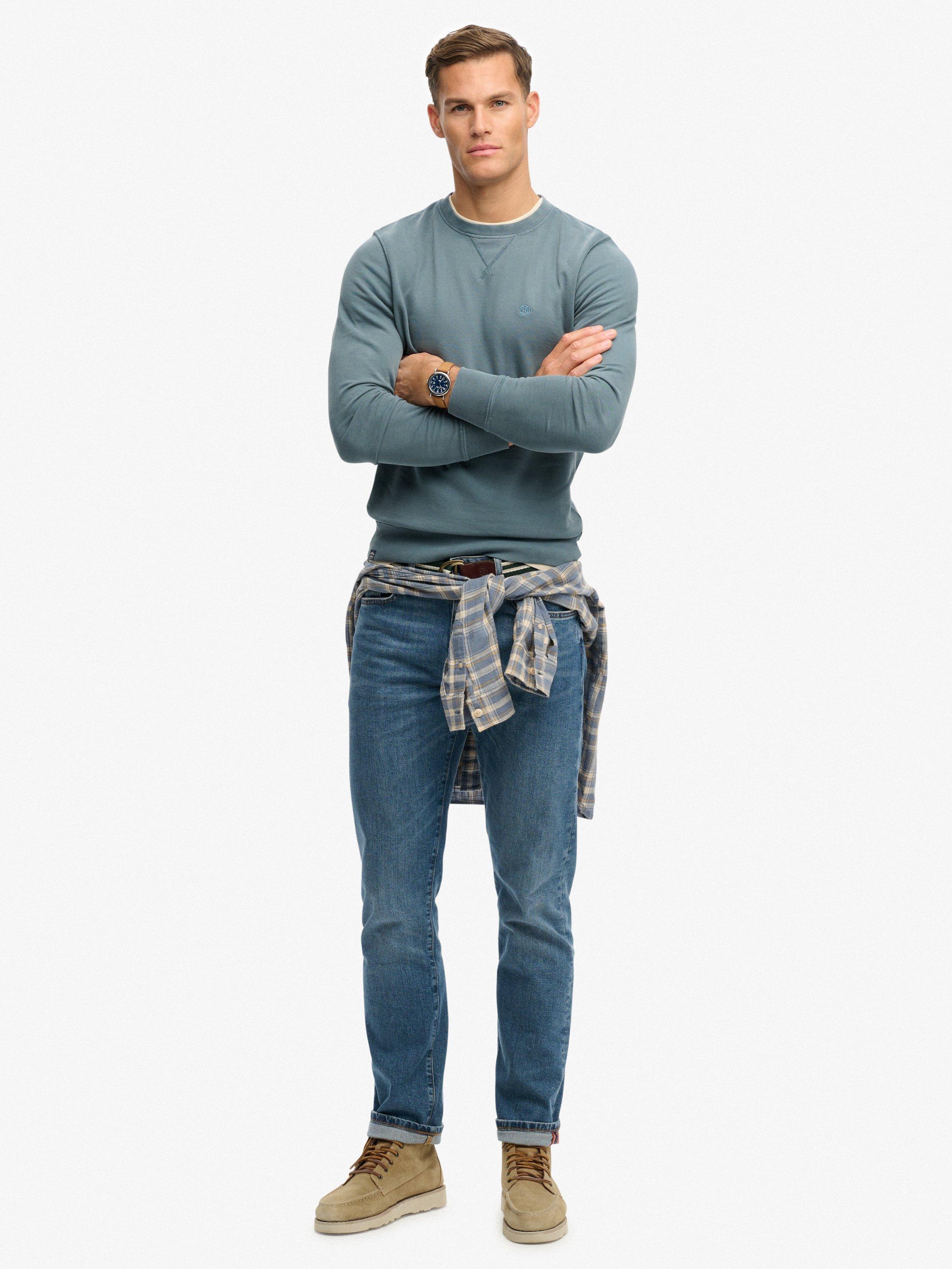 Product image 3 of 5, which shows Superdry Classic Essential Cotton Sweatshirt, Stormy Weather Blue, S