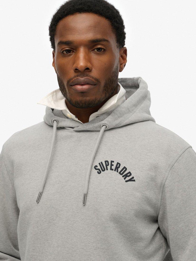 Superdry Cotton Athletic Essentials Hoodie, Grey Marl