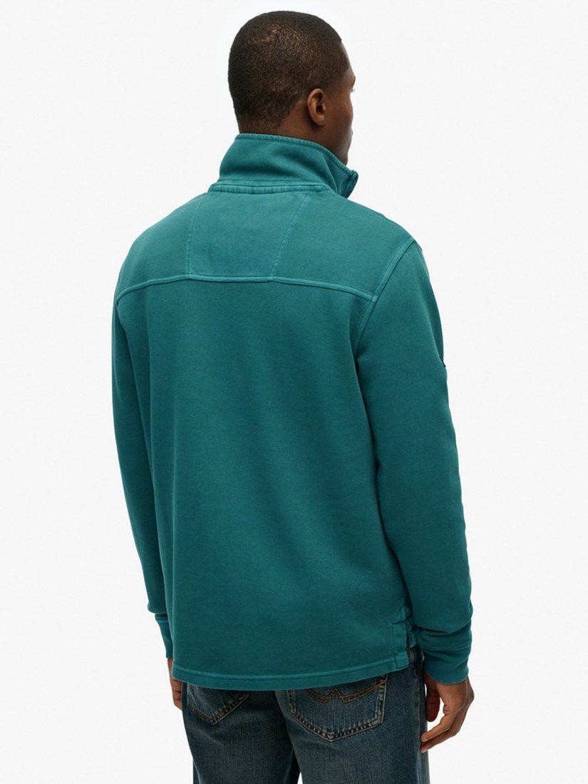 Product image 2 of 5, which shows Superdry Cotton Classic Pique Half Zip Jumper, Washed Green, S
