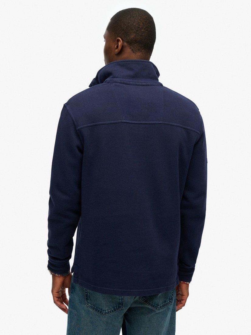 Product image 2 of 4, which shows Superdry Cotton Classic Pique Half Zip Jumper, Washed Navy, S