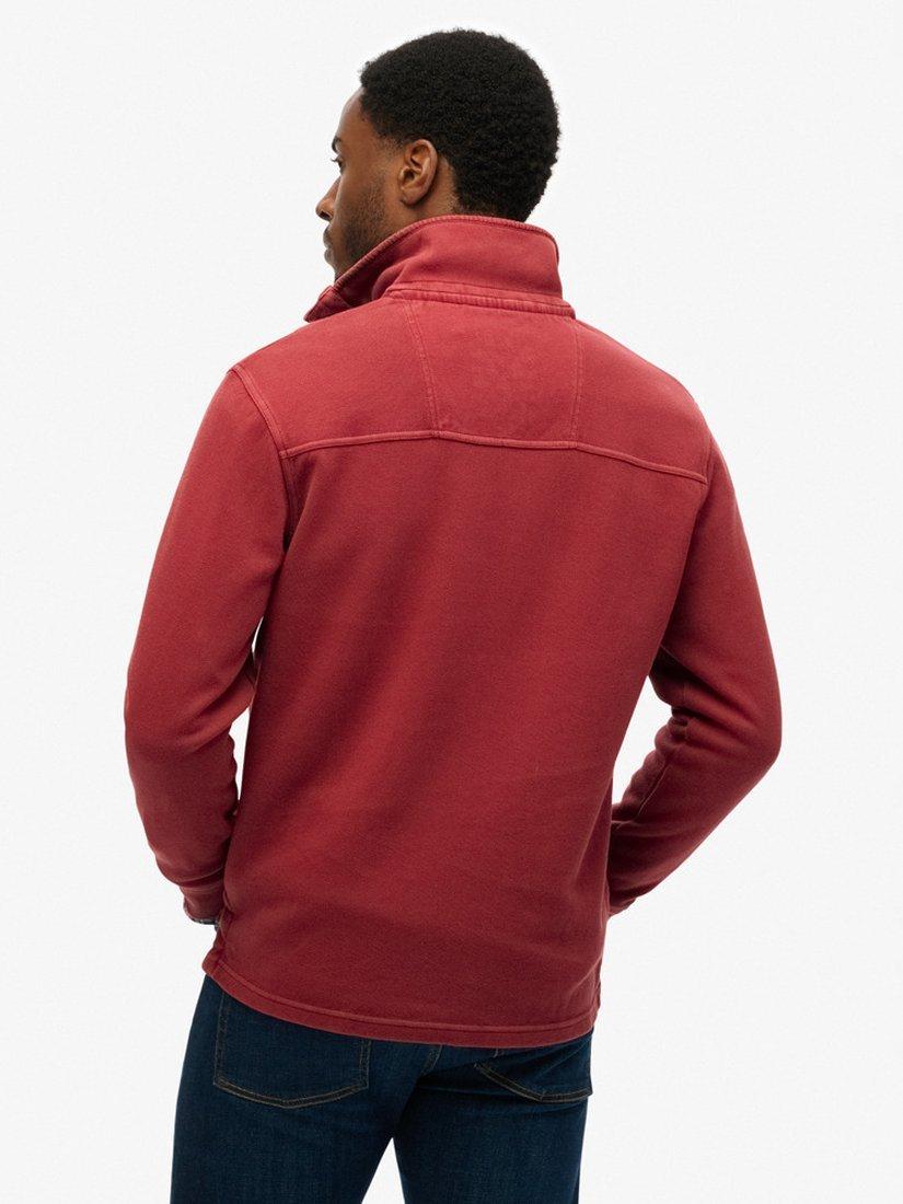 Product image 2 of 4, which shows Superdry Cotton Classic Pique Half Zip Jumper, Washed Red, S