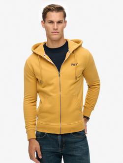 Superdry Essential Logo Zip Hoodie, Denim Co Ochre Brown