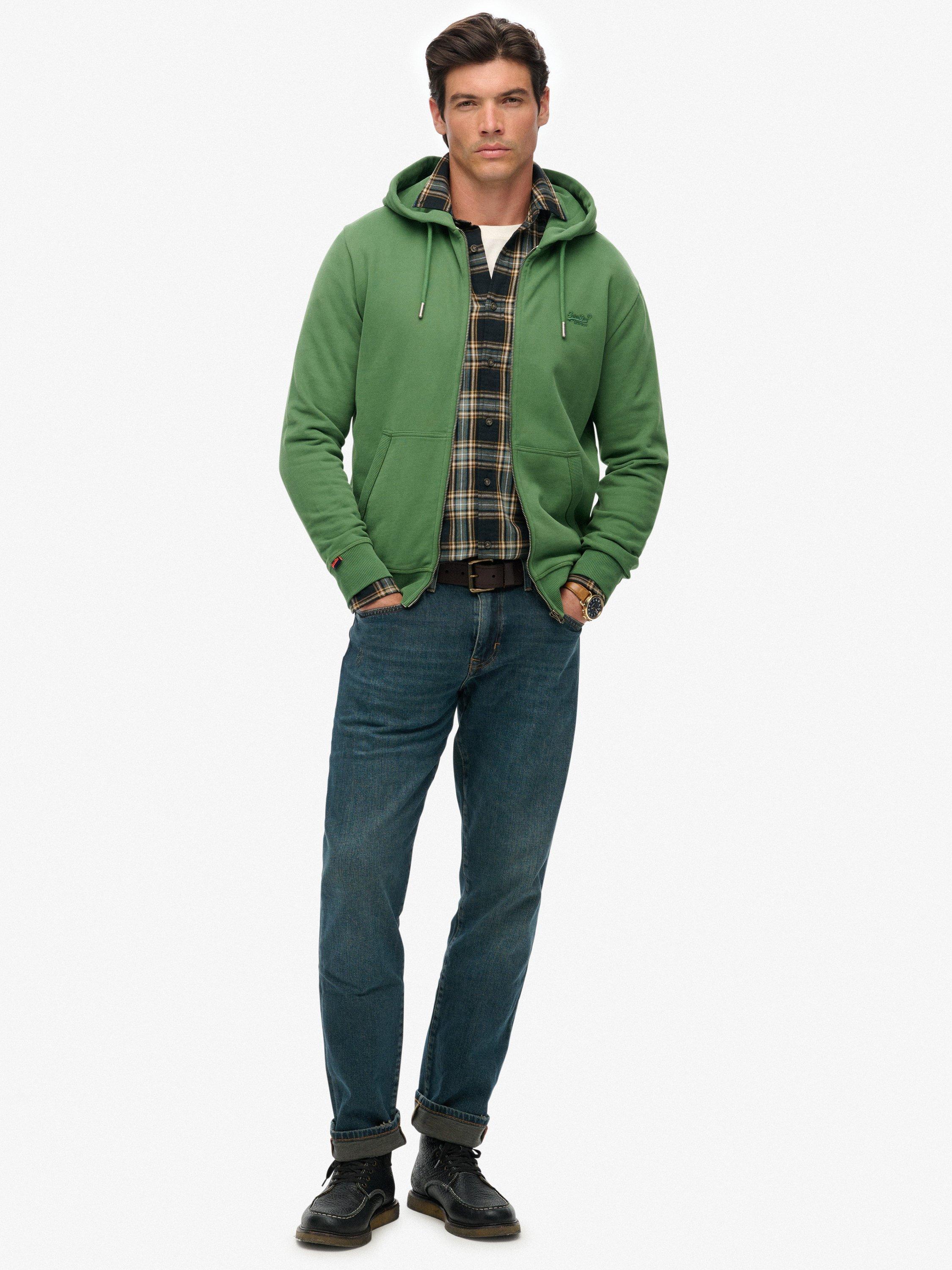 Product image 2 of 5, which shows Superdry Essential Logo Zip Hoodie, Artichoke Green, S