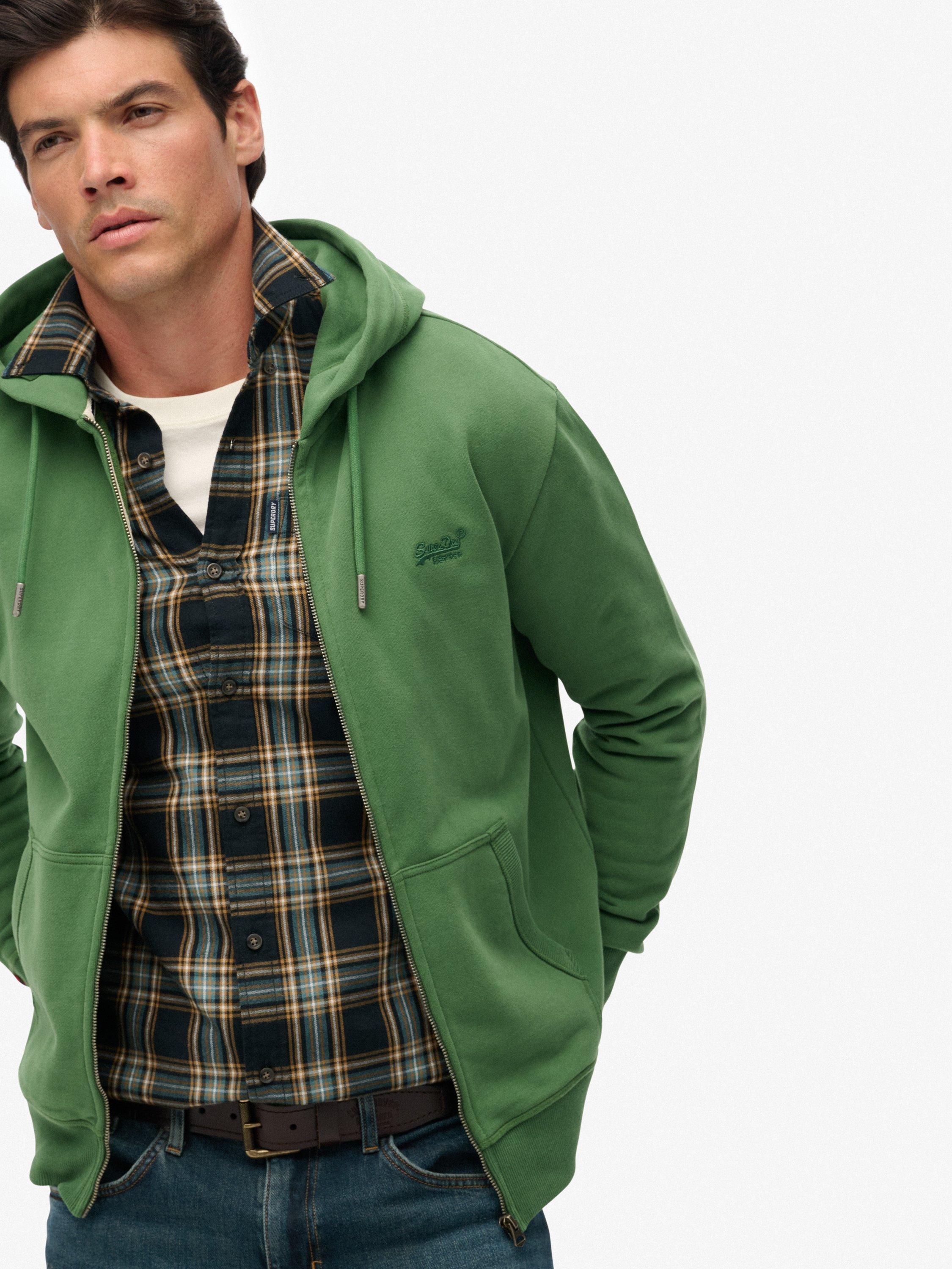 Product image 3 of 5, which shows Superdry Essential Logo Zip Hoodie, Artichoke Green, S