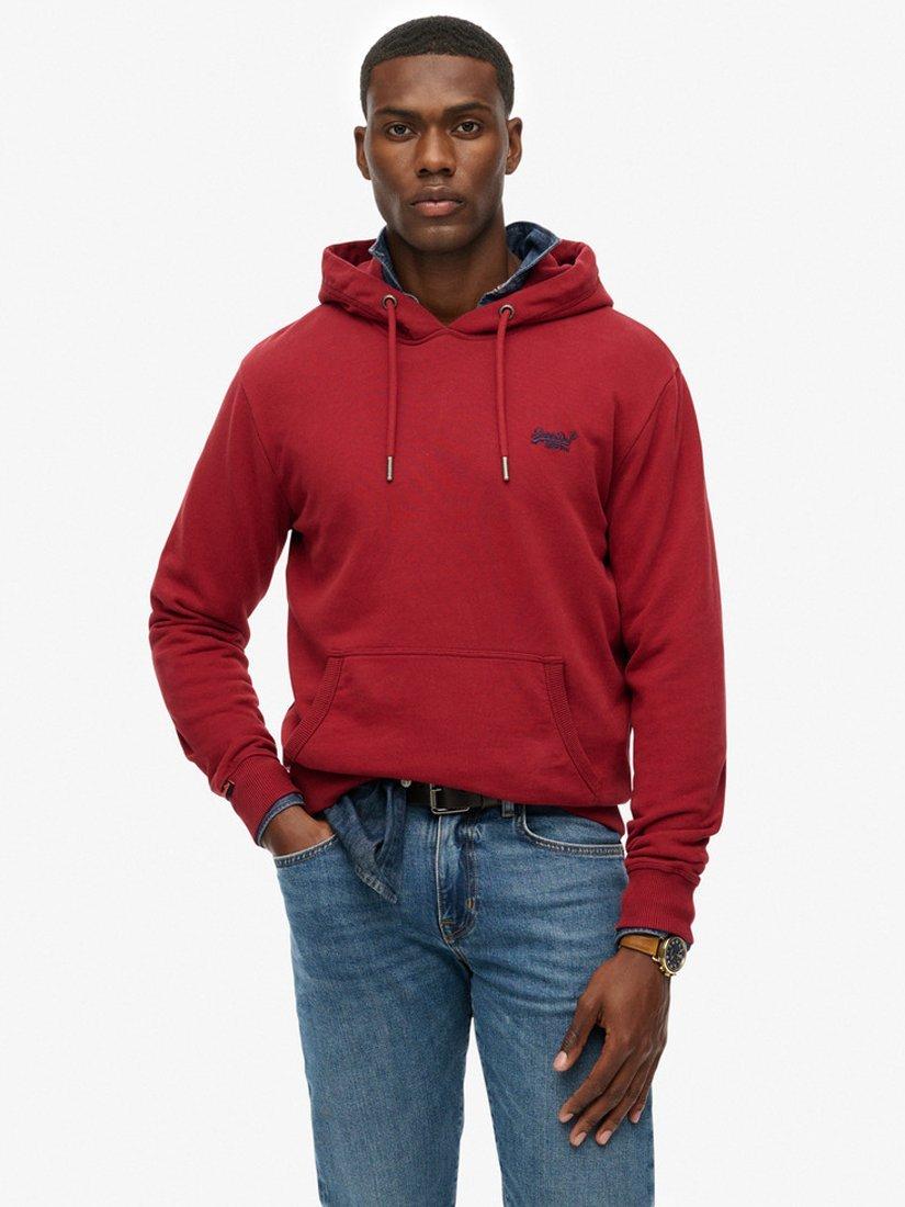 Product image 1 of 6, which shows Superdry Essential Logo Cotton Blend Hoodie, League Red, S