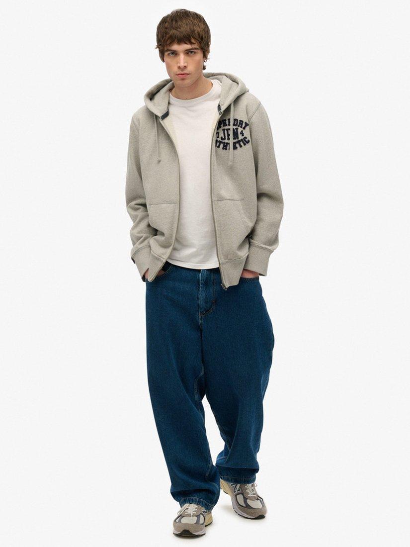 Product image 3 of 5, which shows Superdry Vintage Athletic Zip Hoodie, Light Grey Marl, S