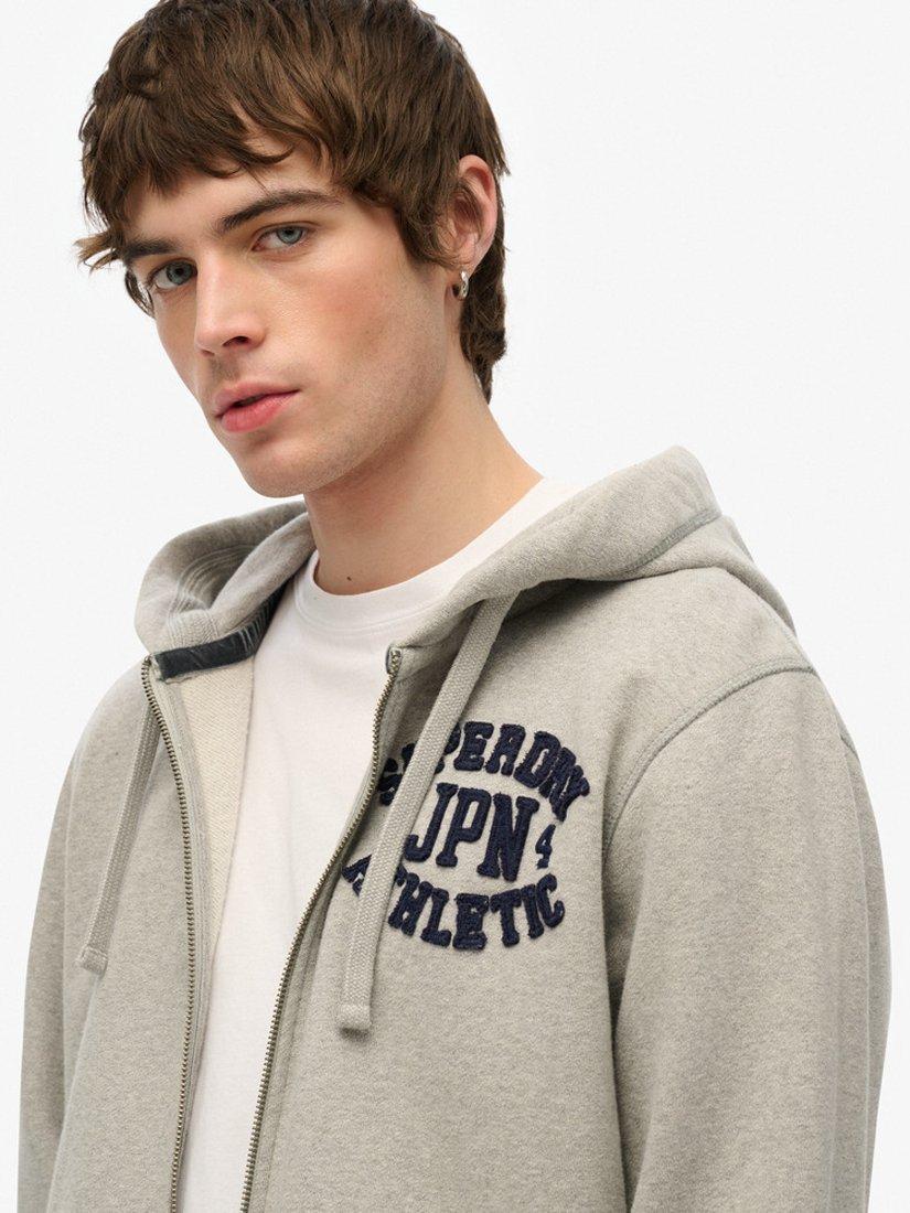 Product image 4 of 5, which shows Superdry Vintage Athletic Zip Hoodie, Light Grey Marl, S