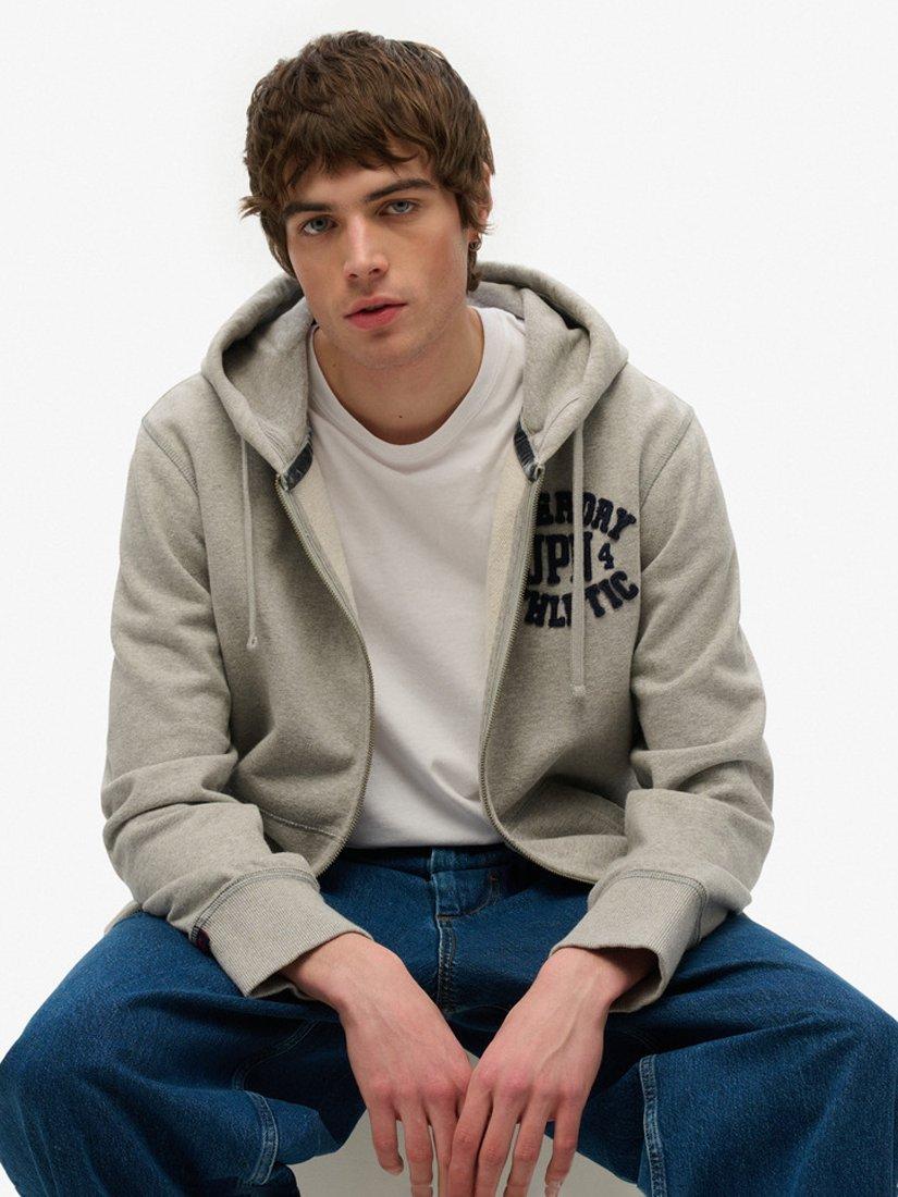 Product image 5 of 5, which shows Superdry Vintage Athletic Zip Hoodie, Light Grey Marl, S