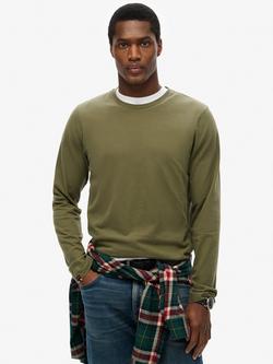 Superdry Cotton Regular Fit Long Sleeve T-Shirt, Beetle Green, Beetle Green