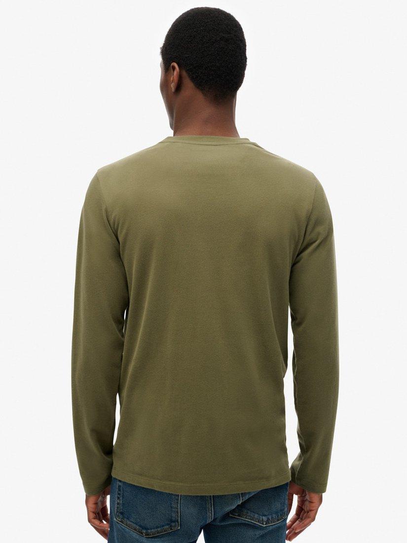 Product image 2 of 5, which shows Superdry Cotton Regular Fit Long Sleeve T-Shirt, Beetle Green, S
