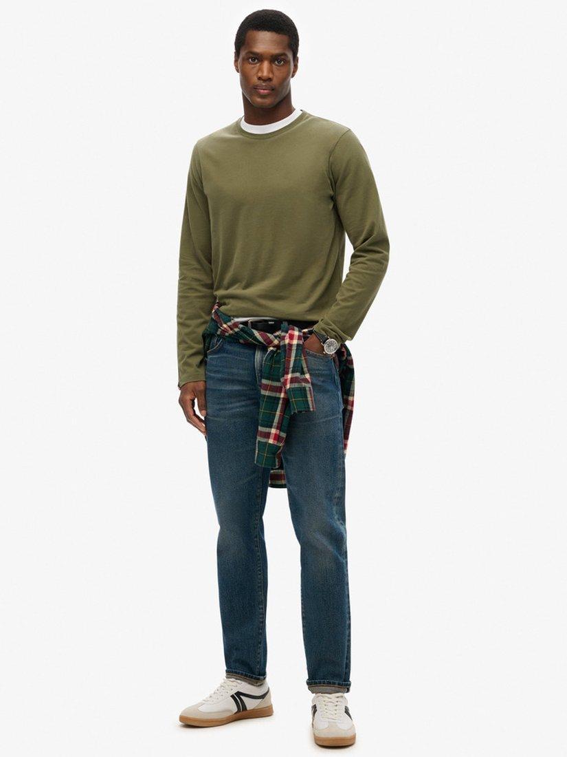 Product image 3 of 5, which shows Superdry Cotton Regular Fit Long Sleeve T-Shirt, Beetle Green, S