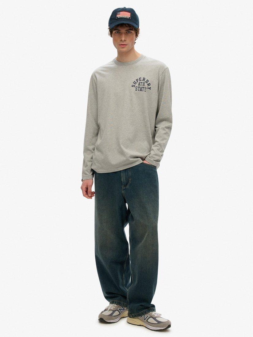 Product image 3 of 4, which shows Superdry Cotton Regular Fit Long Sleeve Athletic Essentials T-Shirt, Grey Marl, S