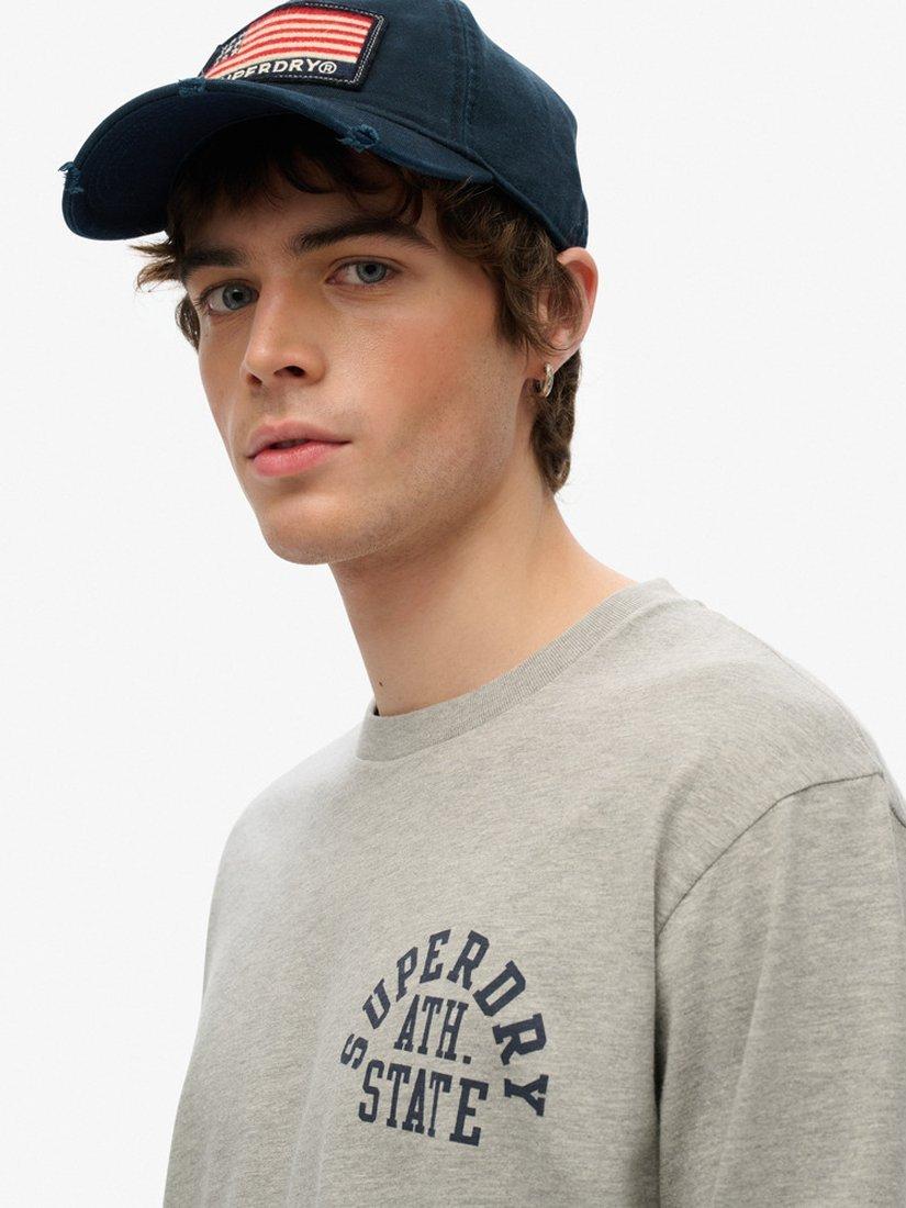 Product image 4 of 4, which shows Superdry Cotton Regular Fit Long Sleeve Athletic Essentials T-Shirt, Grey Marl, S
