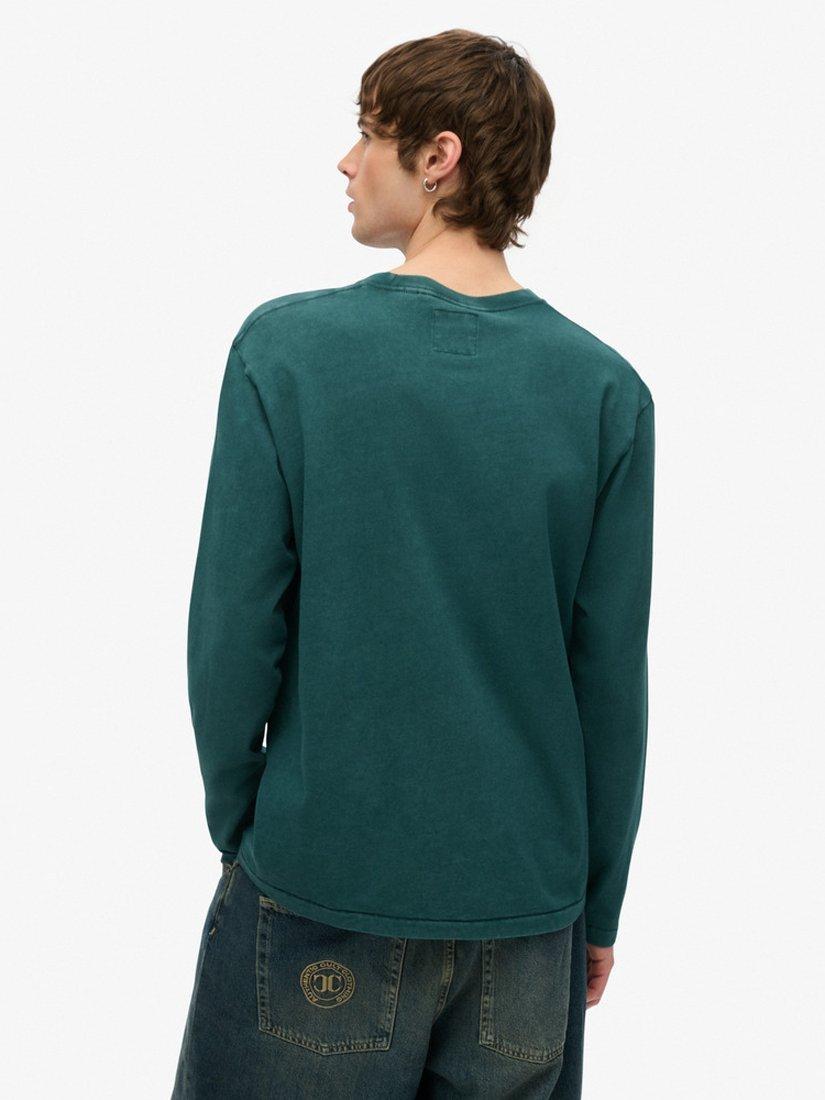 Product image 2 of 4, which shows Superdry Cotton Regular Fit Long Sleeve Athletic Essentials T-Shirt, Dark Pine Green, S