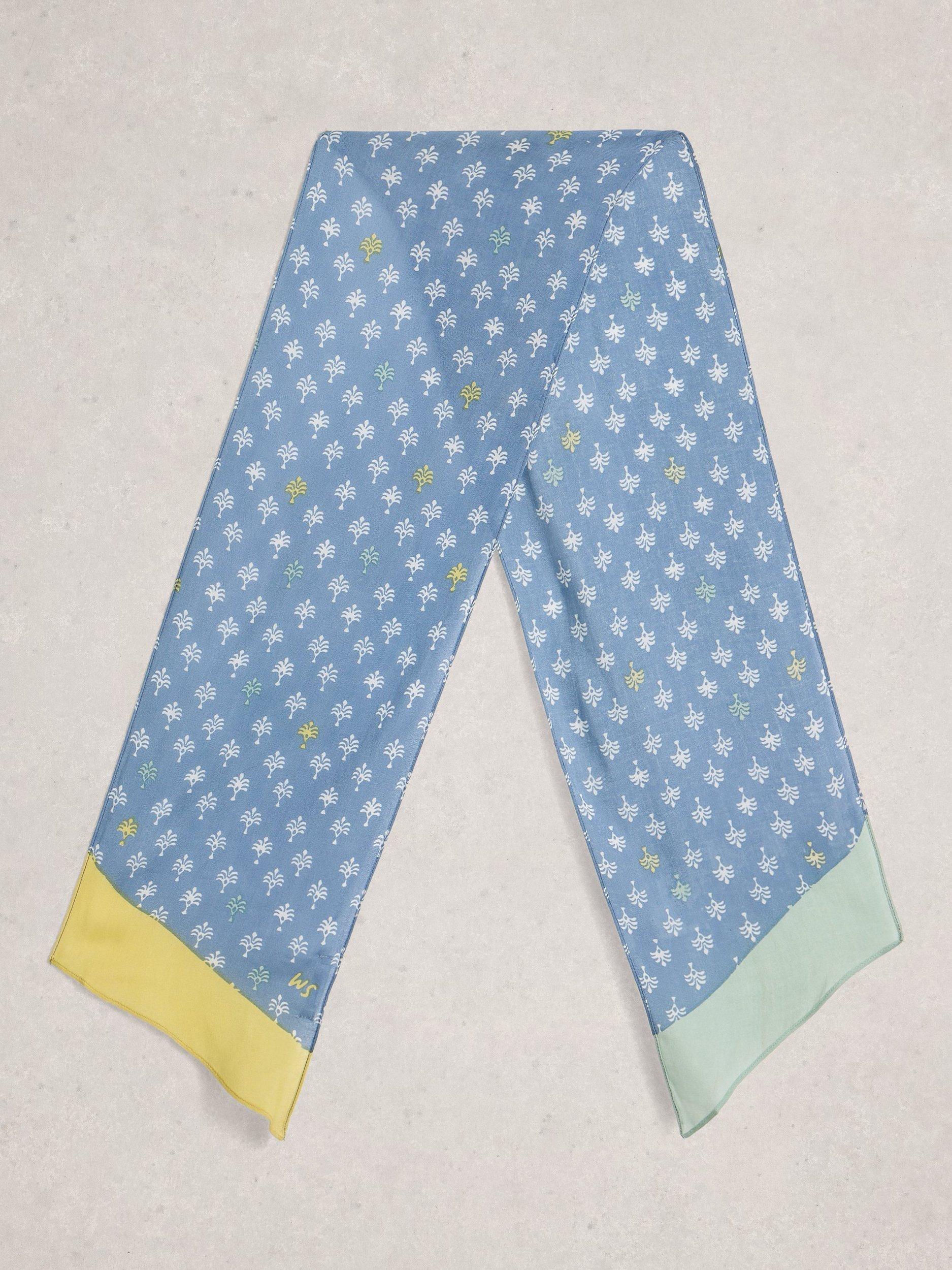 Product image 2 of 3, which shows White Stuff Sally Motif Skinny Scarf, Blue, One Size