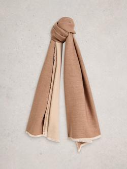 White Stuff Selma Colour Contrast Scarf, Pale Ivory