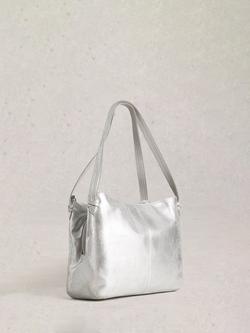 White Stuff Hettie Leather Tote Bag, Silver - view 2, Silver