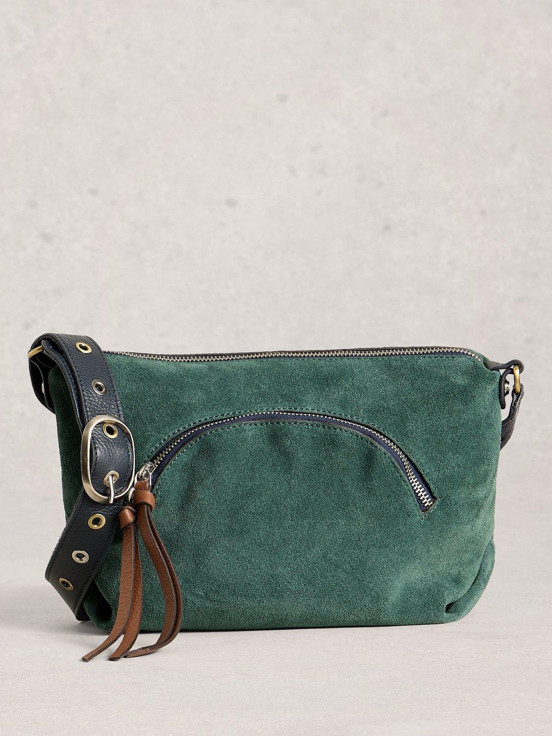 Product image 1 of 4, which shows White Stuff Hollie Eyelet Suede Bag, Mid Teal, One Size
