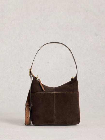 White Stuff Sophie Mini Suede Crossbody Bag, Dk Brown, Dk Brown