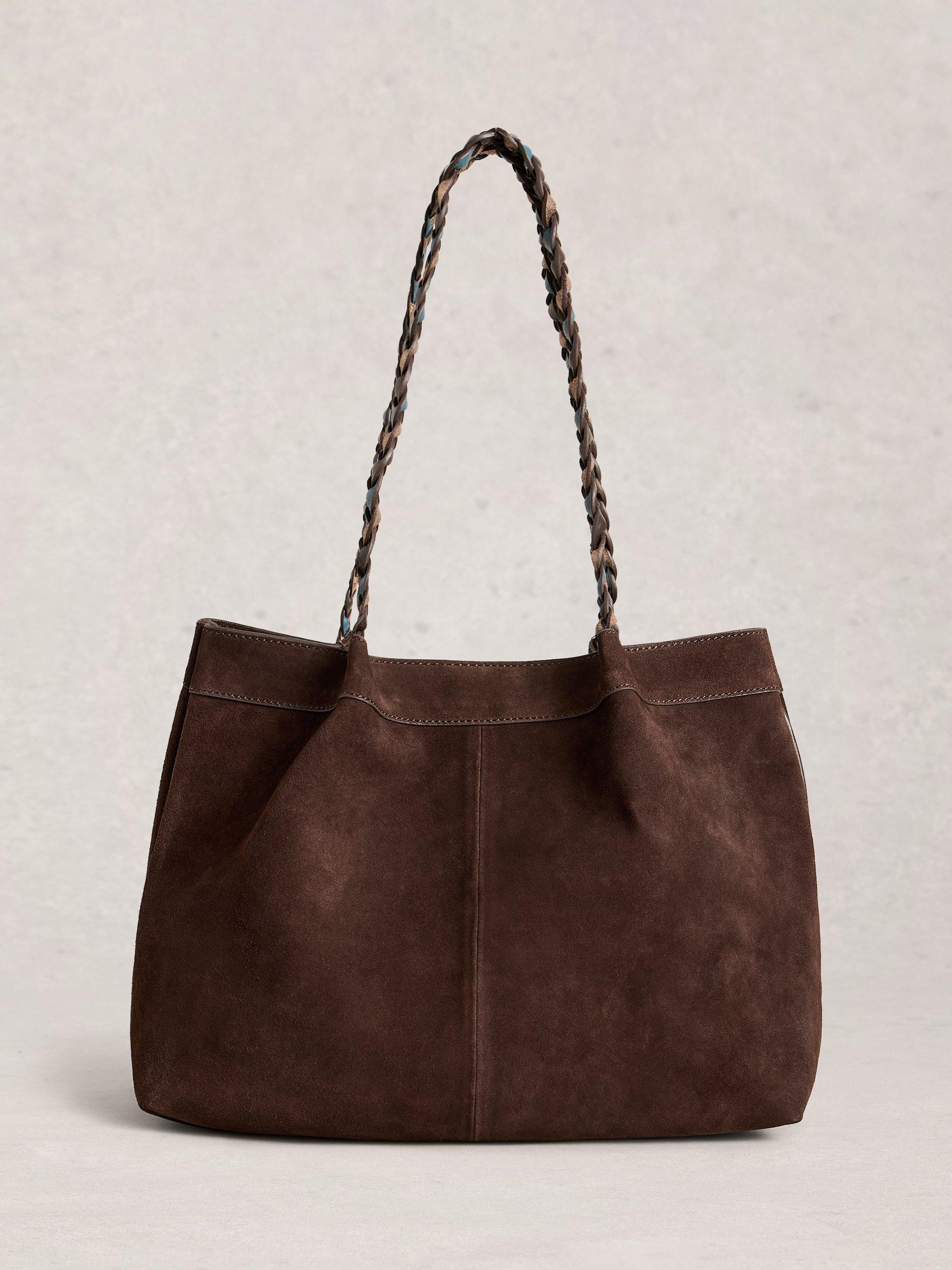White Stuff Tessa Suede Tote Bag, Dk Brown
