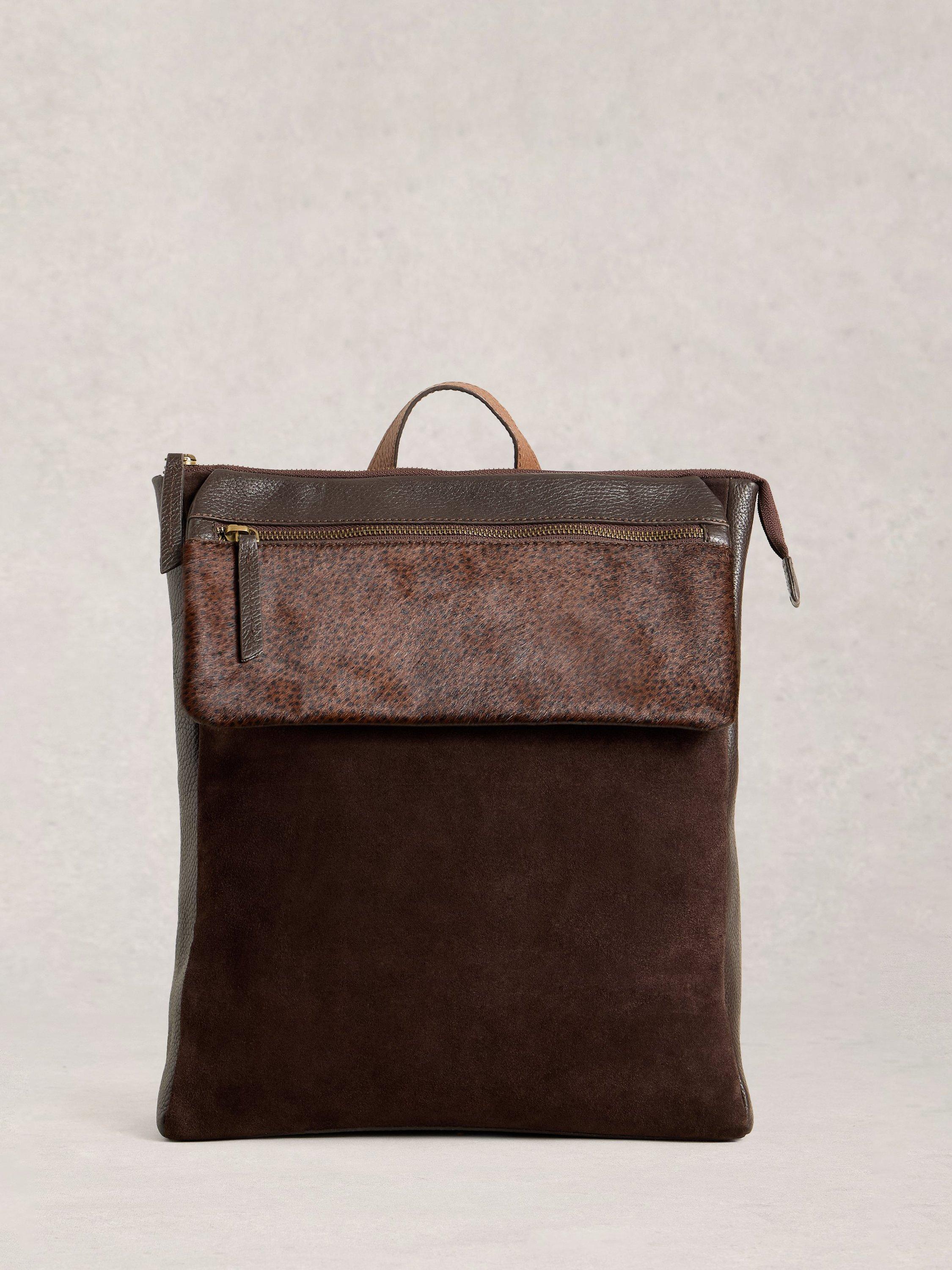Product image 1 of 4, which shows White Stuff Tiggy Leather Backpack , Dark Brown, One Size