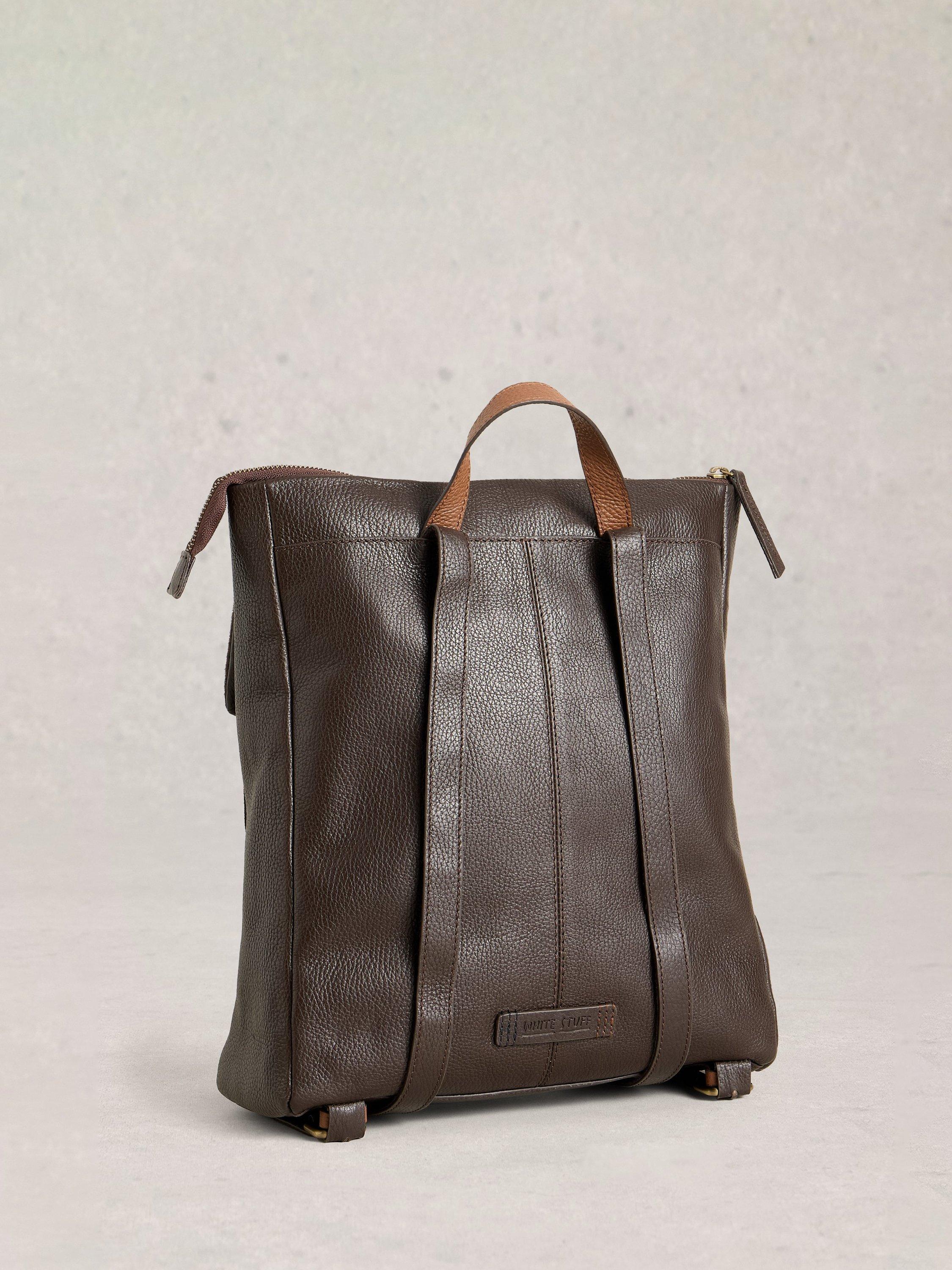 Product image 2 of 4, which shows White Stuff Tiggy Leather Backpack , Dark Brown, One Size