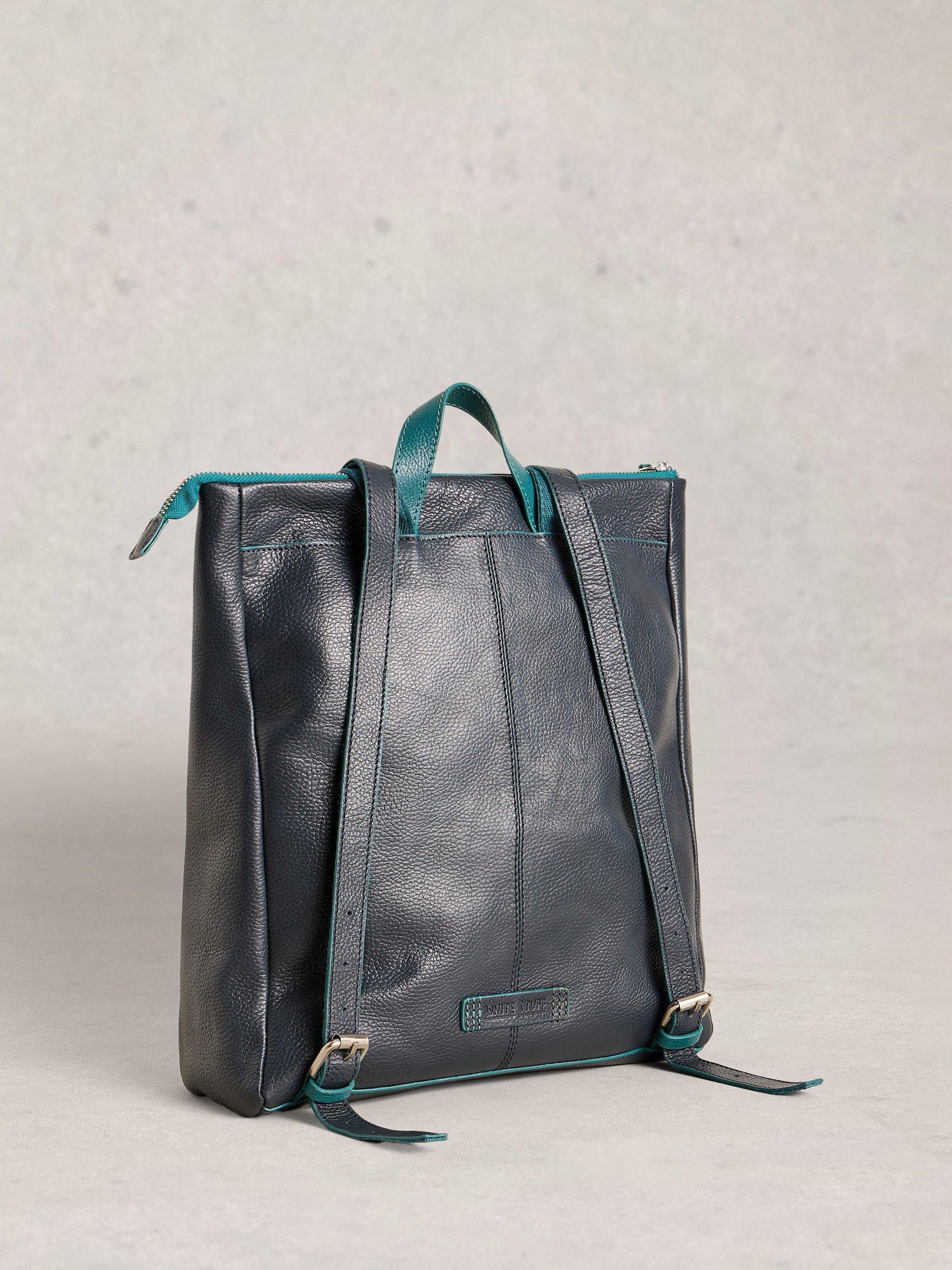 Product image 2 of 4, which shows White Stuff Tiggy Leather Backpack, Dark Navy, One Size