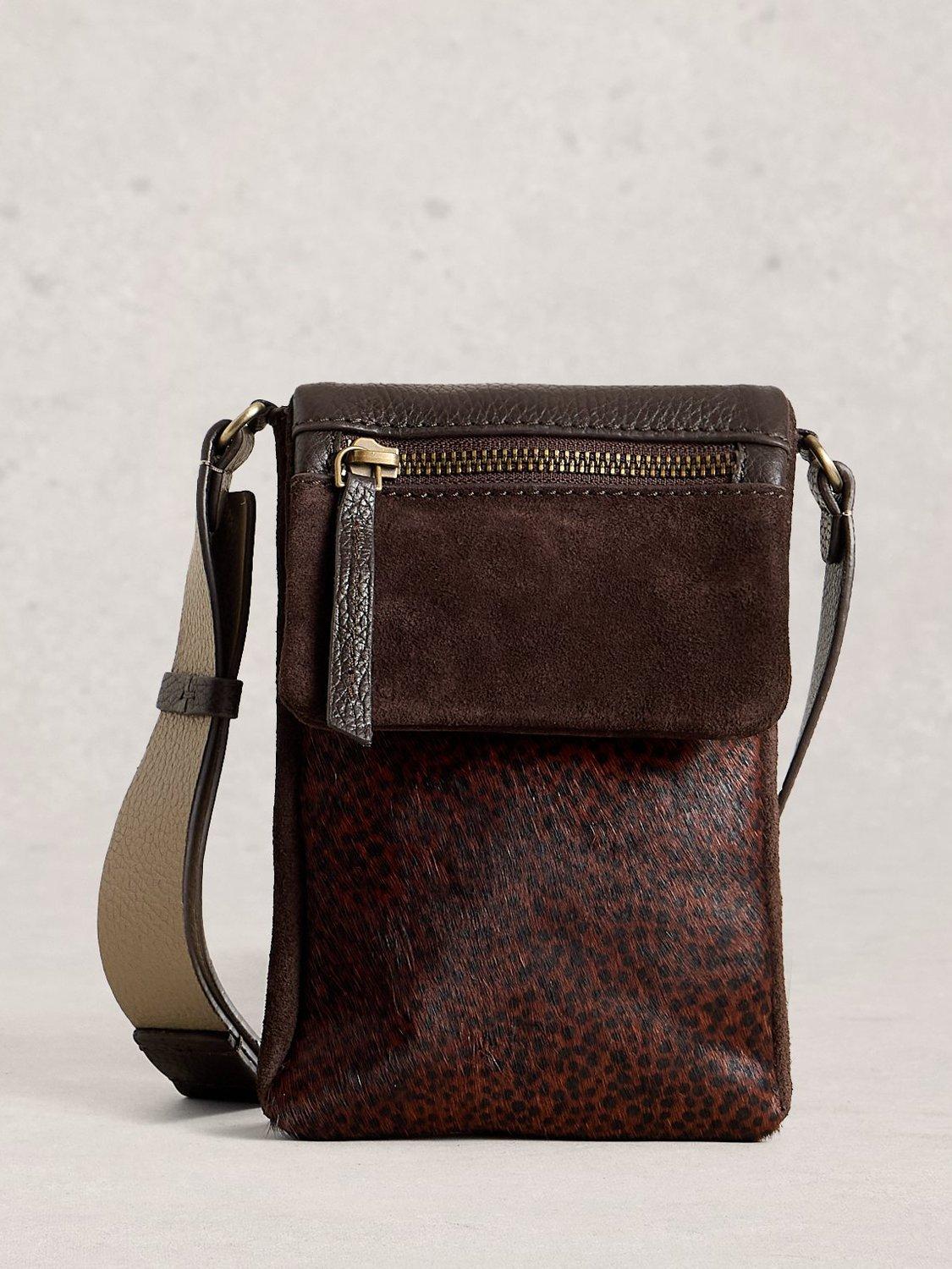 White Stuff Tiggy Pure Suede Phone Bag, Brown/Multi