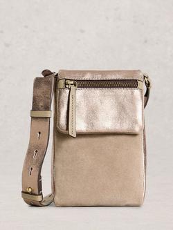 White Stuff Tiggy Suede Crossbody Bag, Gold/Tan, Gold/Tan