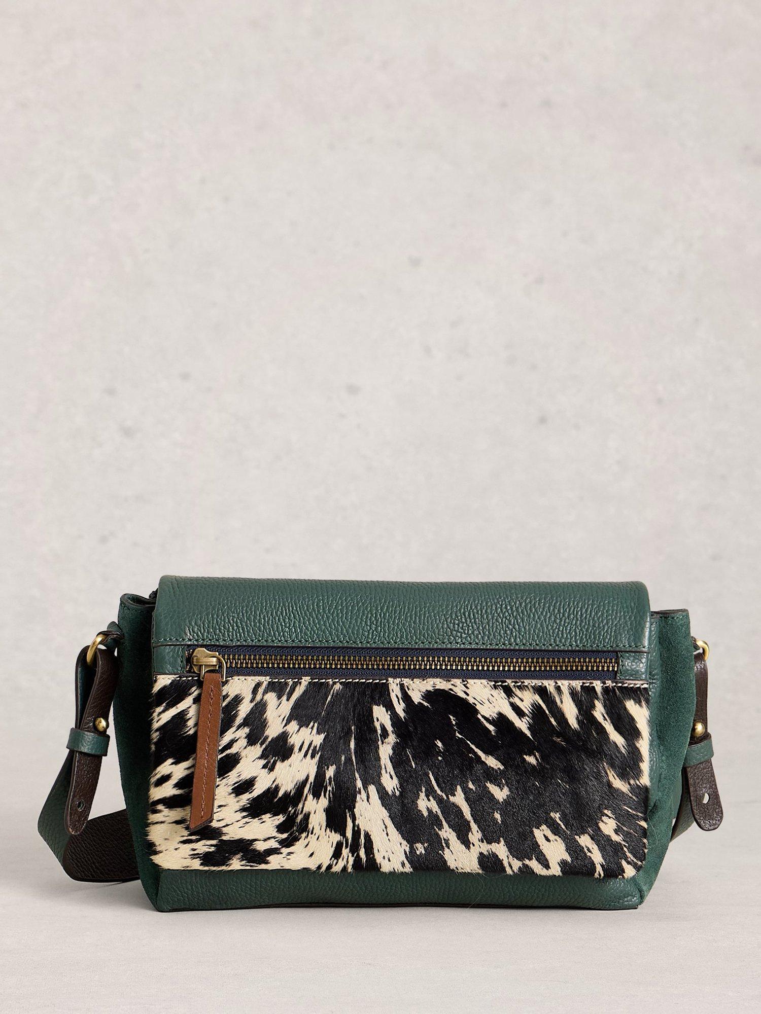 White Stuff Tiggy Pure Leather Crossbody Bag, Green/Multi